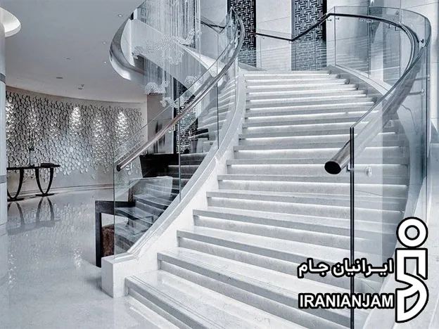 نرده شیشه ای پله گرد