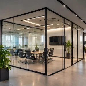 طراحی فضای هیبریدی (Hybrid Office) با پارتیشن شیشه‌ای اداری